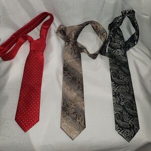 Elegant Men's Tie Set - Red, Brown, and Black